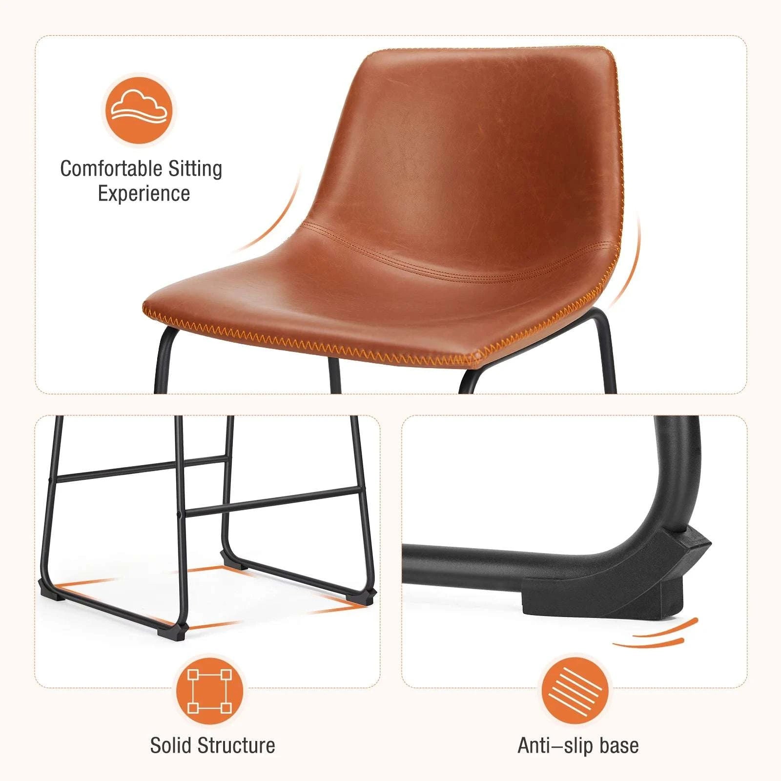 Counter Height PU Leather Bar Stools Set of 2 with Backrest-bar stool BK / United States