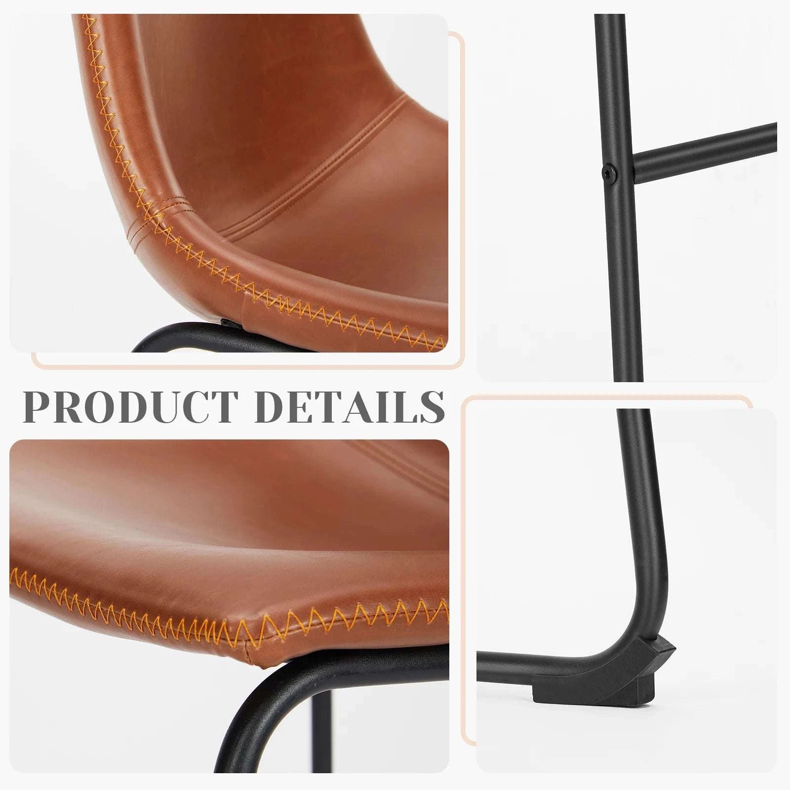 Counter Height PU Leather Bar Stools Set of 2 with Backrest-bar stool BK / United States