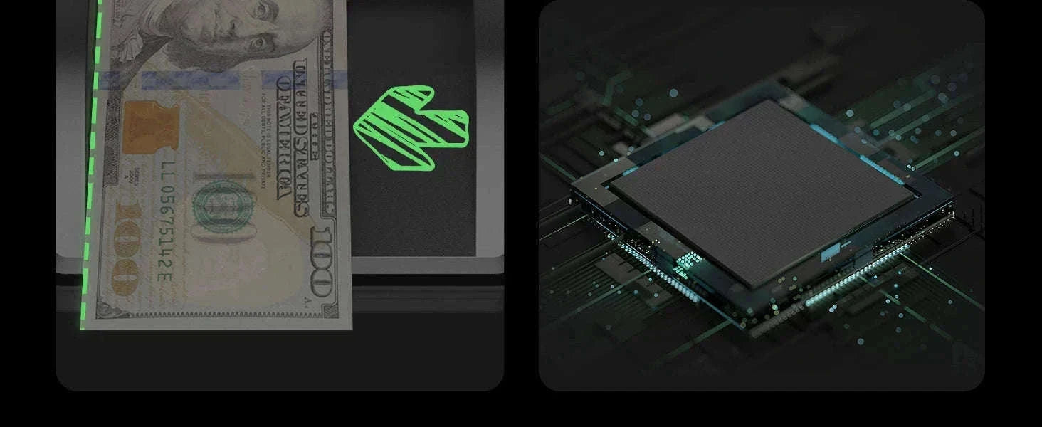 Counterfeit Bill Detector with 2.8 Inch Screen and Total Value Display-dark green