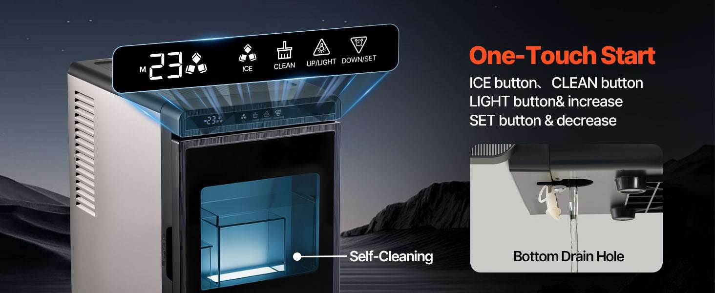 Countertop Ice Maker 22 lbs Daily with Large Square Ice Cubes-250 W / United States