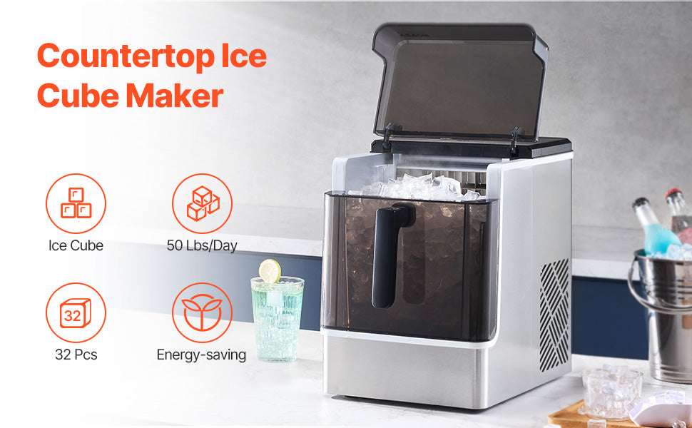 Countertop Ice Maker 50lbs/Day with Self-Cleaning & 2 Sizes-50lbs per 24H / United States