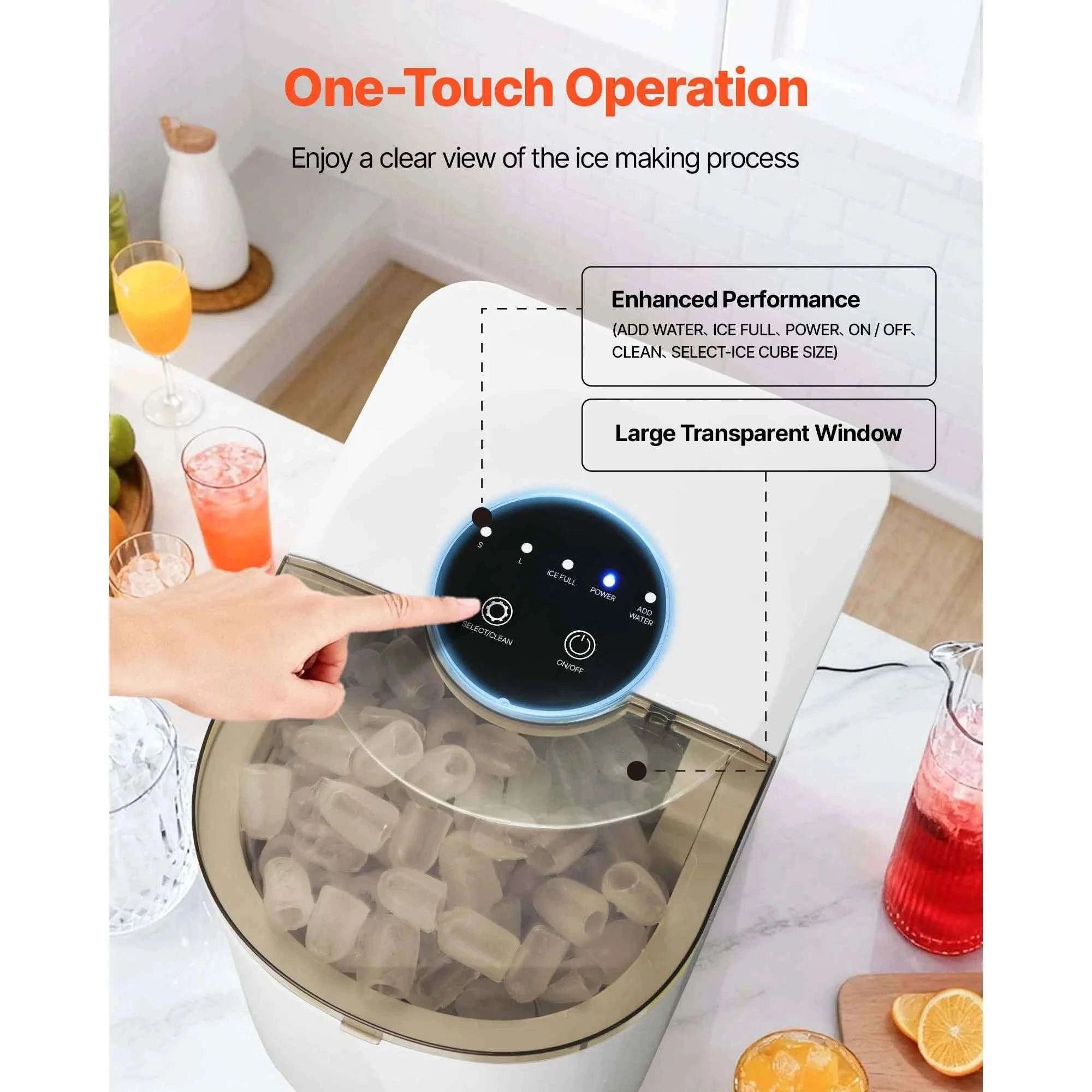 Countertop Ice Maker 7 Cubes Ready in 6 Minutes 26 lbs per Day-26lbs / United States