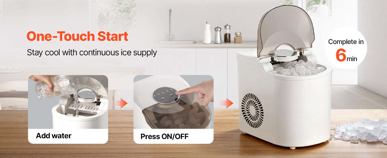 Countertop Ice Maker 7 Cubes Ready in 6 Minutes 26 lbs per Day-26lbs / United States