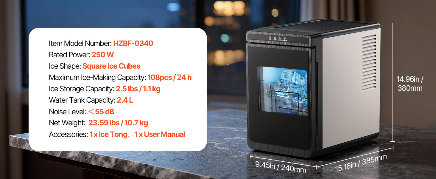 Countertop Ice Maker 22 lbs Daily with Large Square Ice Cubes