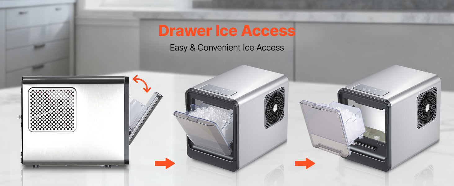 Countertop Nugget Ice Maker 33–44 lbs/Day with Self-Cleaning