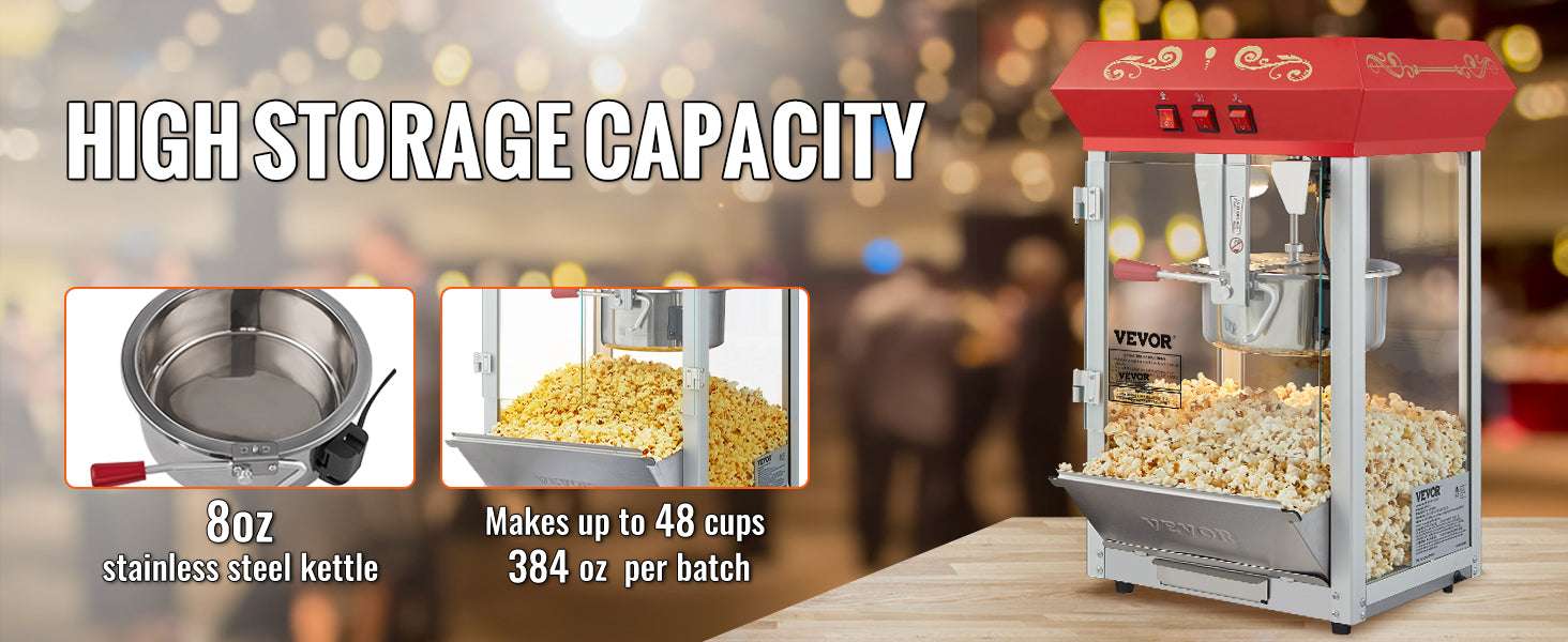 Countertop Popcorn Maker Machine 8oz 48 Cups Movie Style-12 oz / france