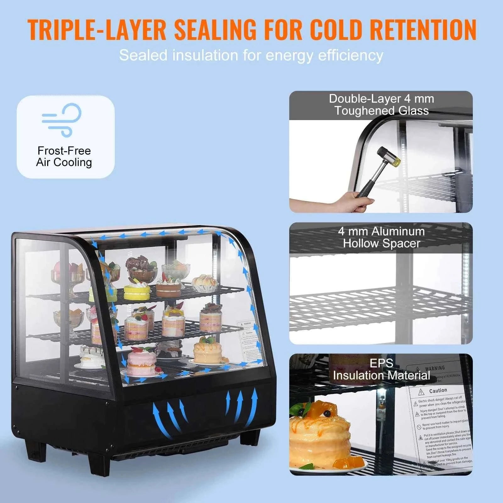 Countertop Refrigerated Display Case with LED Lighting and Turbo Cooling-type2 / United States