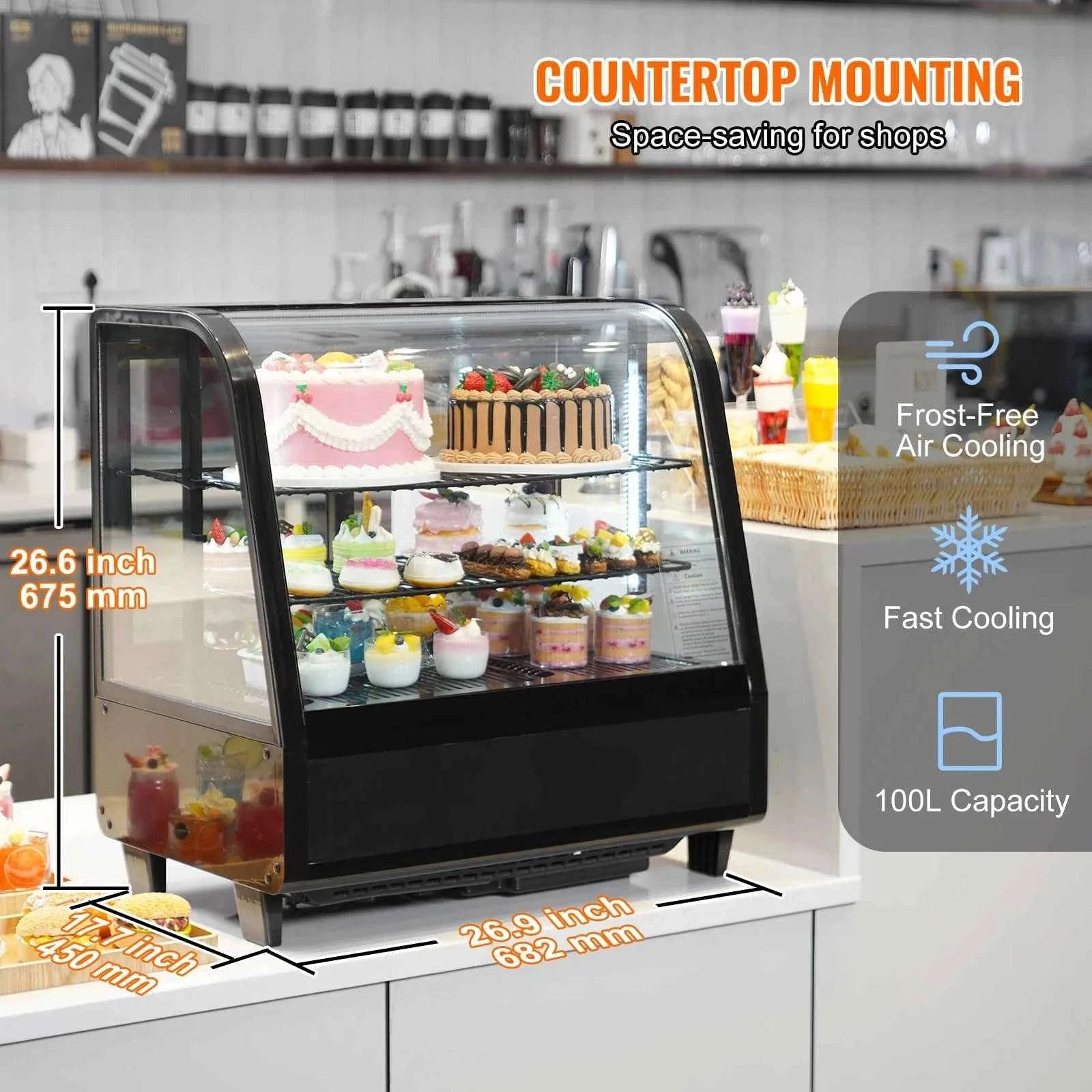Countertop Refrigerated Display Case with LED Lighting and Turbo Cooling-type2 / United States