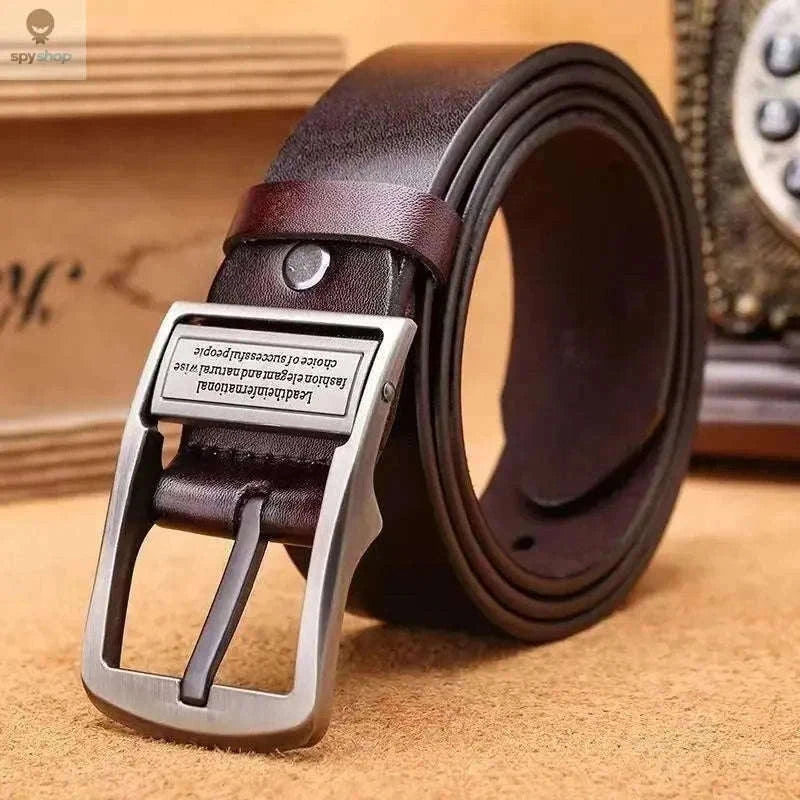 Cowhide Leather Belt with Metal Pin Buckle for Daily Style-YK-coffee / 110cm