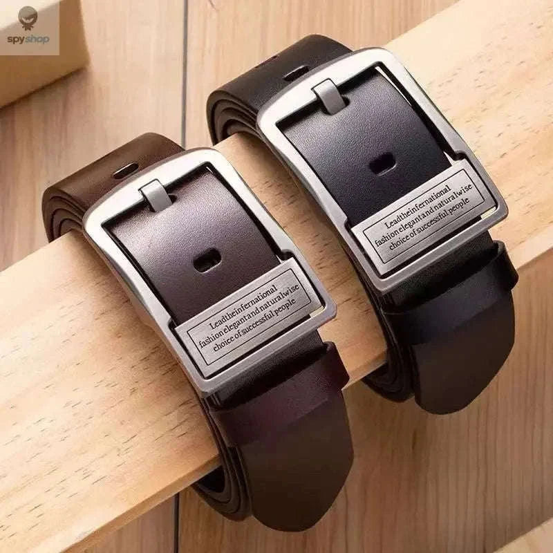 Cowhide Leather Belt with Metal Pin Buckle for Daily Style-YK-coffee / 110cm