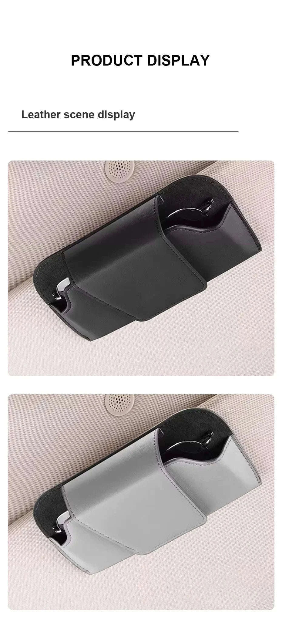 Cowhide Sun Visor Glasses Holder-Cowhide gray