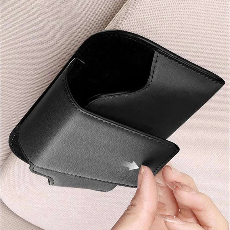 Cowhide Sun Visor Glasses Holder-Cowhide gray