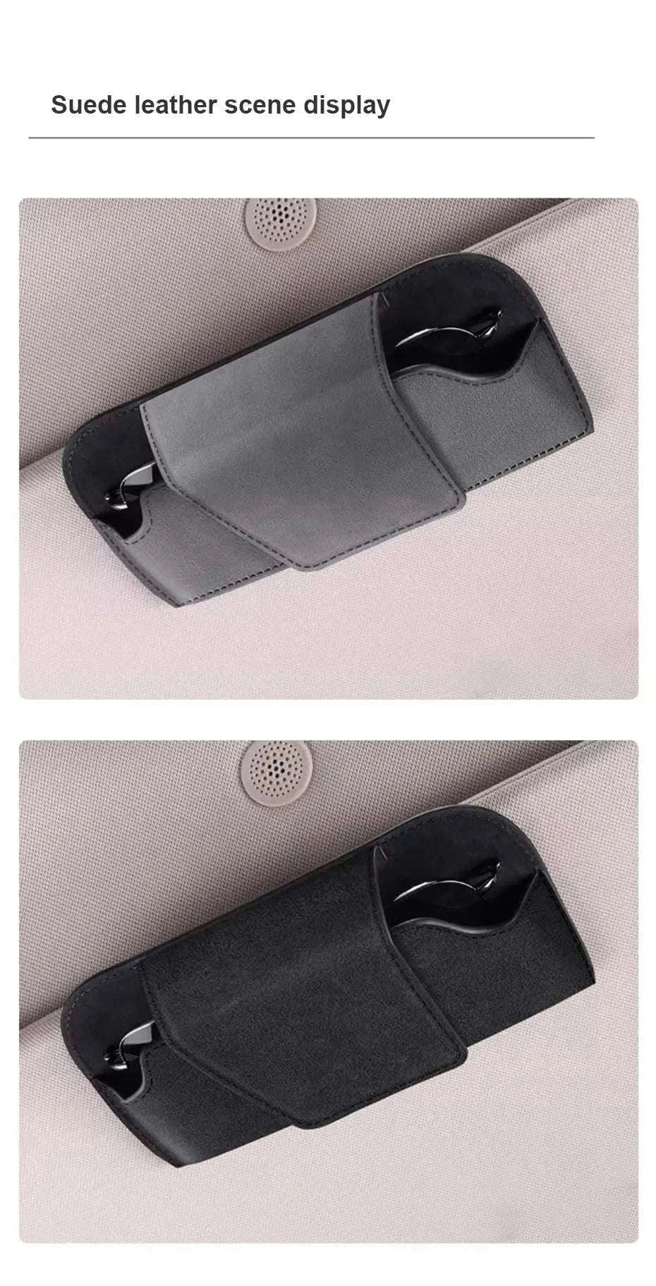 Cowhide Sun Visor Glasses Holder-Cowhide gray