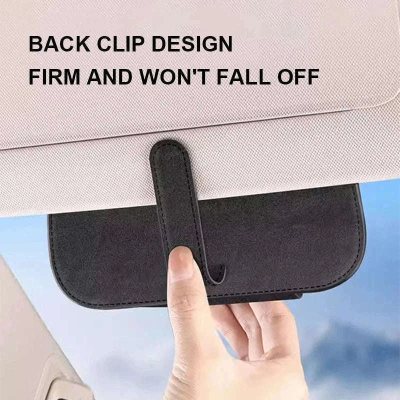 Cowhide Sun Visor Glasses Holder-Cowhide gray