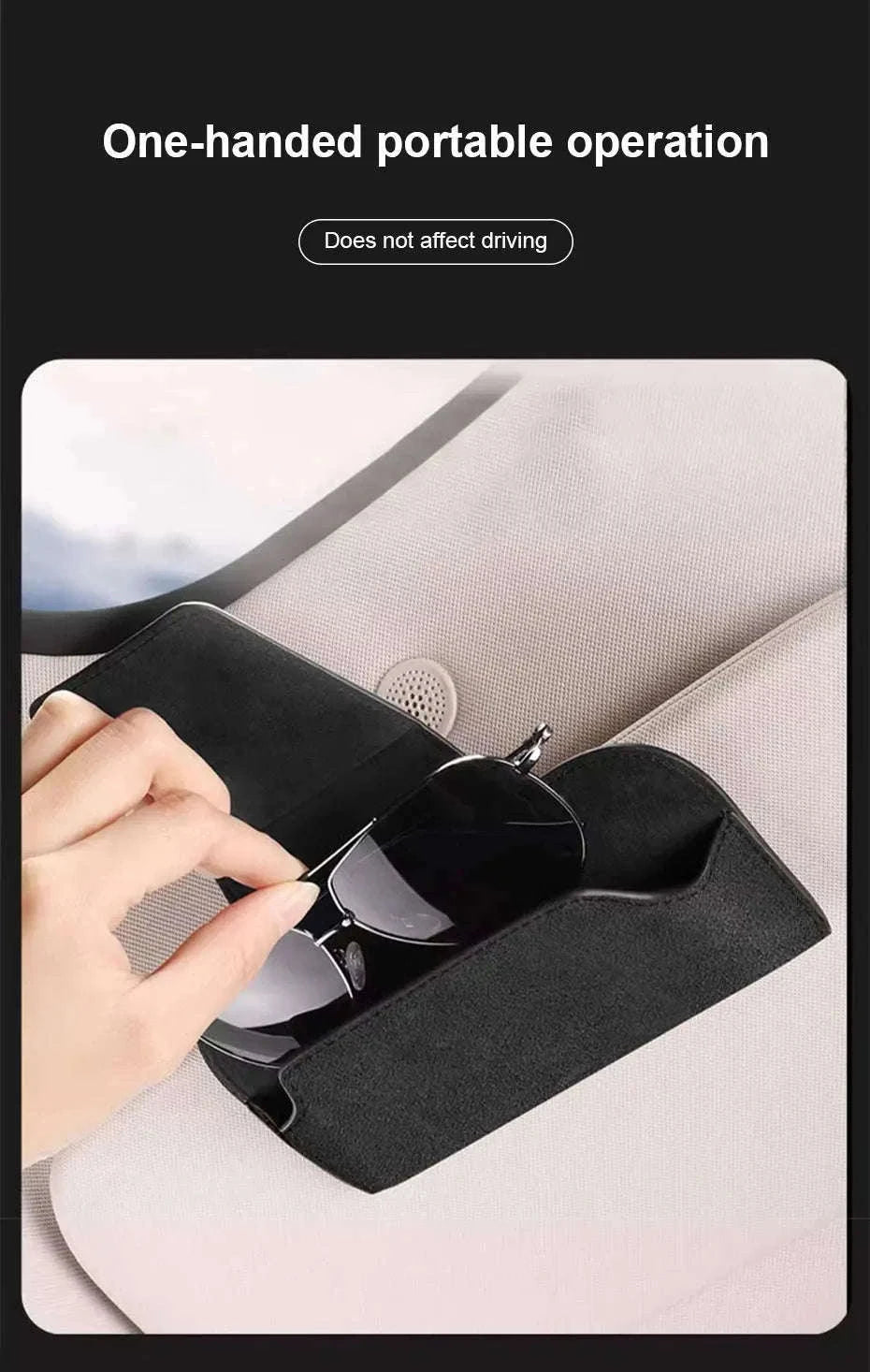 Cowhide Sun Visor Glasses Holder-Cowhide gray