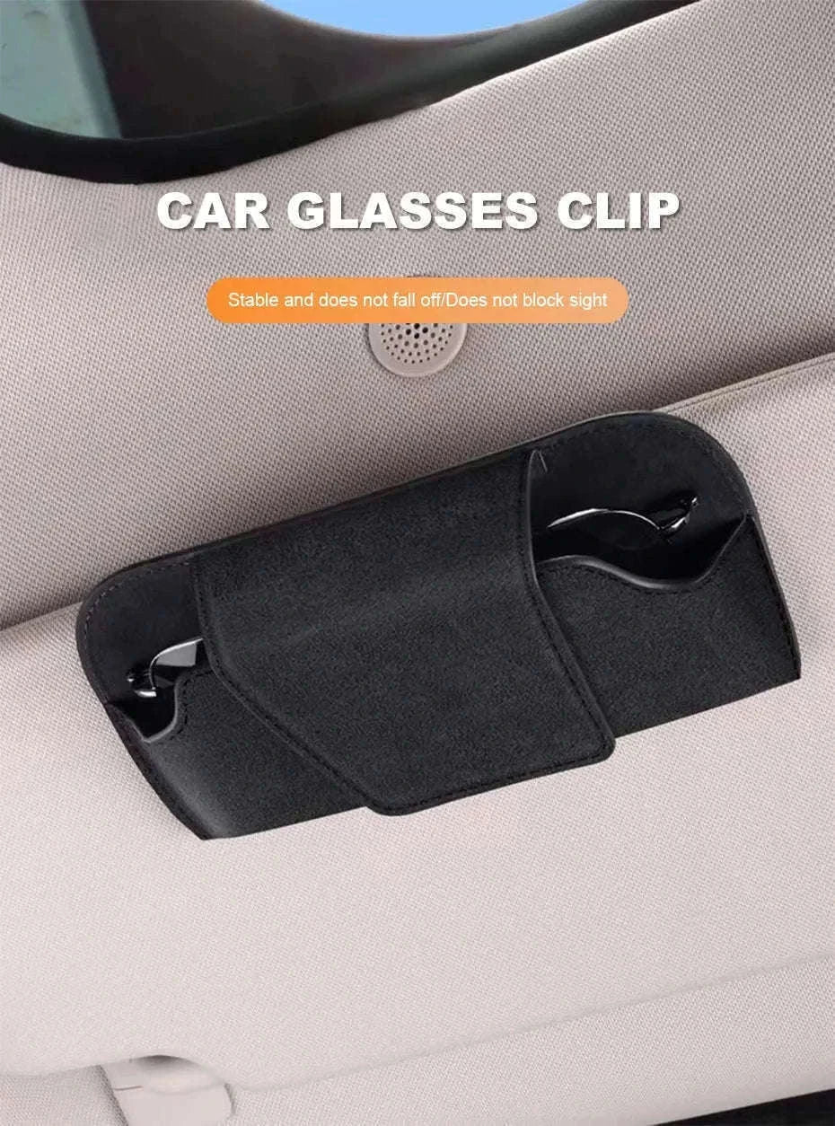 Cowhide Sun Visor Glasses Holder-Cowhide gray