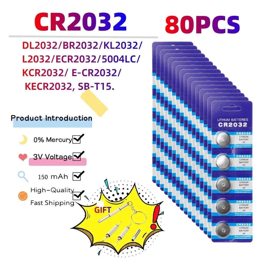 CR2032 3V Button Cell Battery Pack for Remotes, Watches & Electronics-100 PCS CR2032(G) / United States