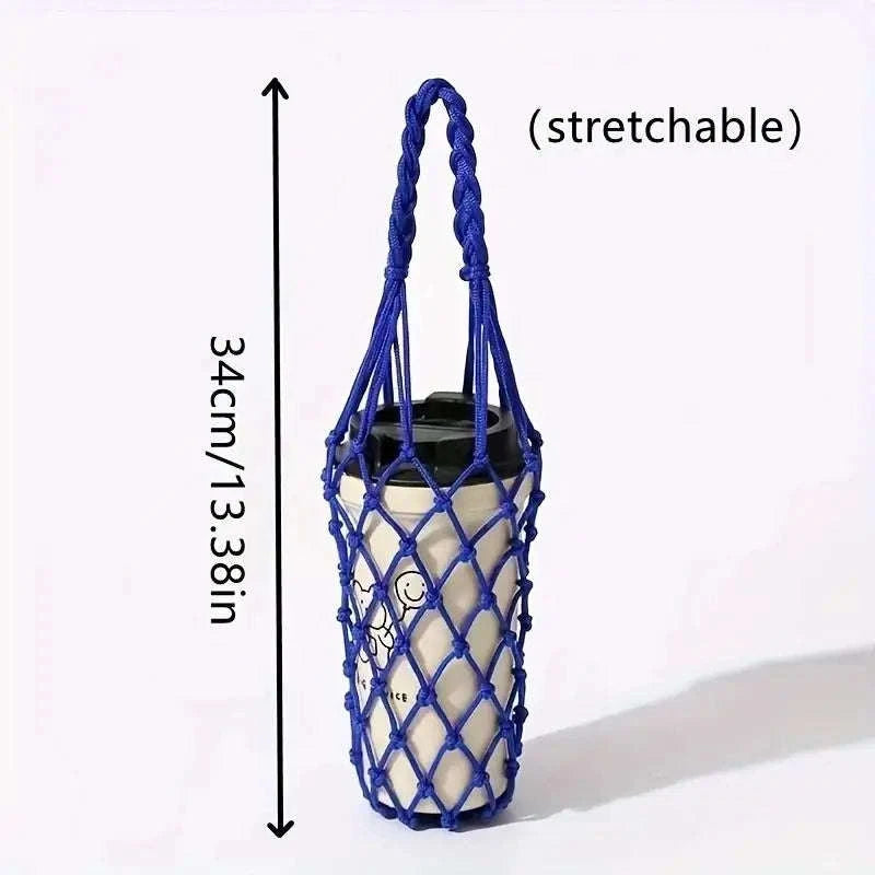 Crochet Cup Holder Bag for Water Bottles and Mugs-red