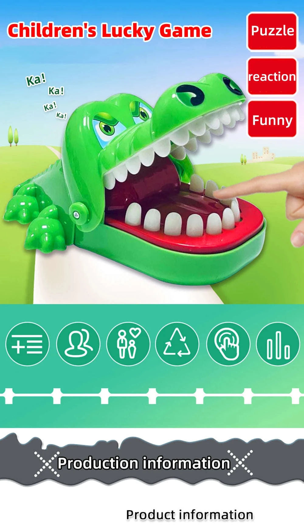 Crocodile Bite Toy Reaction Game-Green / Small