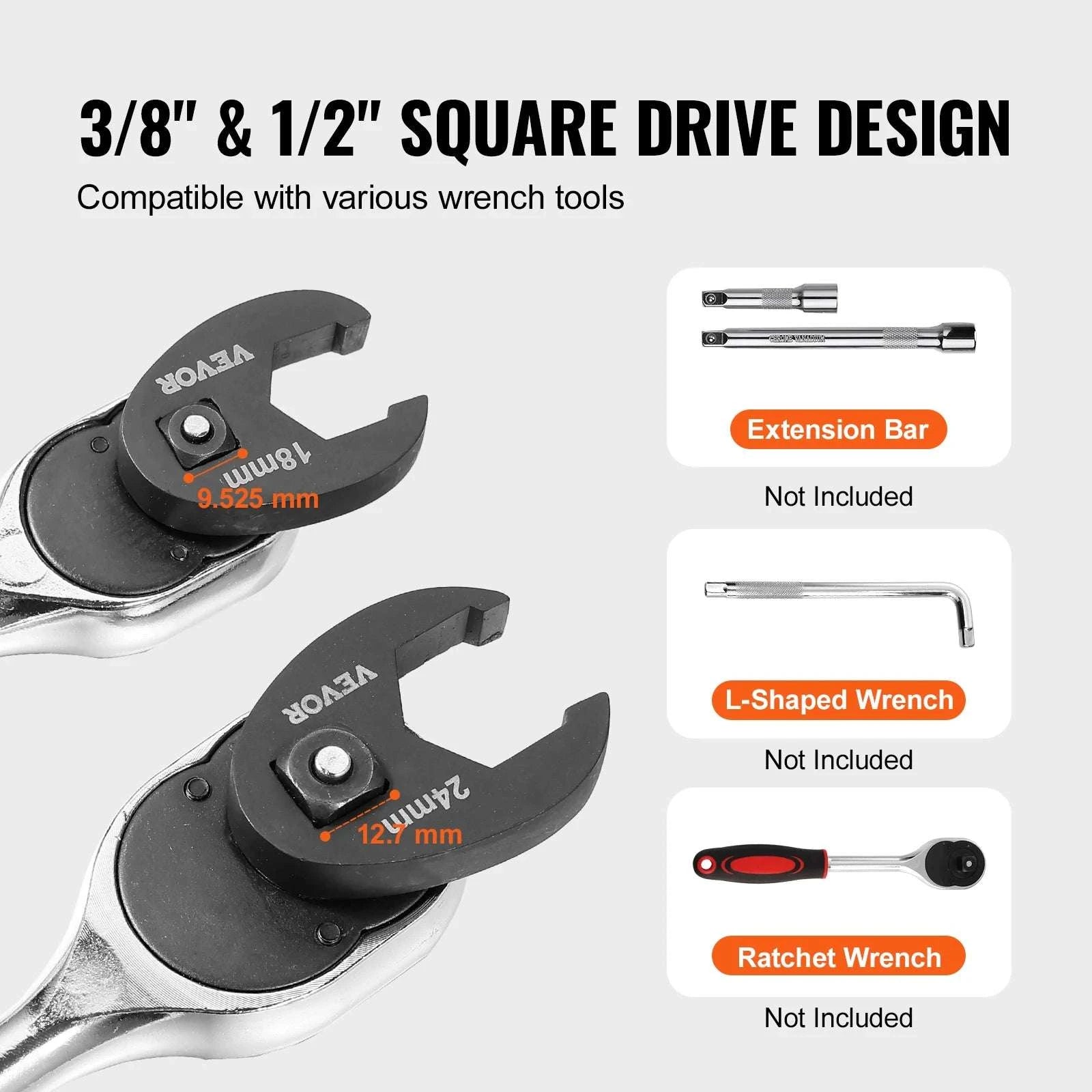 Crowfoot Wrench Set 3/8" & 1/2" Drive CR-MO Steel Tool Kit-XMNJ0014PCs-B 5.04 / GERMANY