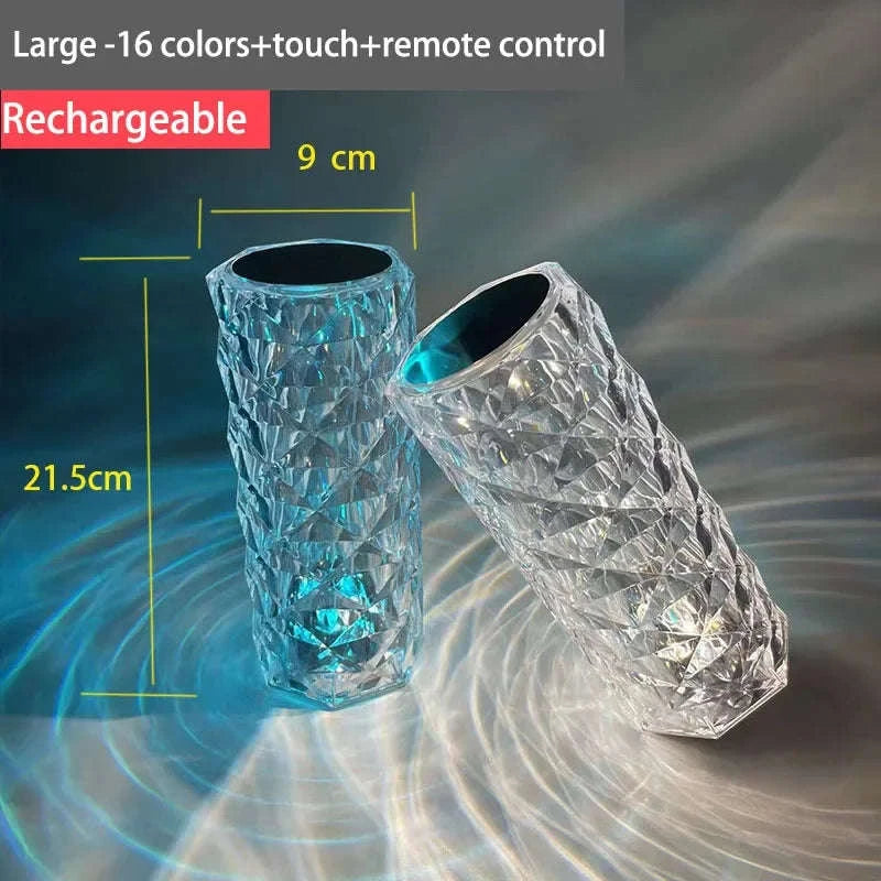Crystal Diamond Table Lamp Rechargeable Acrylic Ambiance Light-Large-3 colors