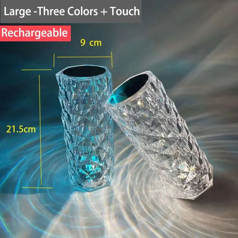Crystal Diamond Table Lamp Rechargeable Acrylic Ambiance Light-Large-3 colors