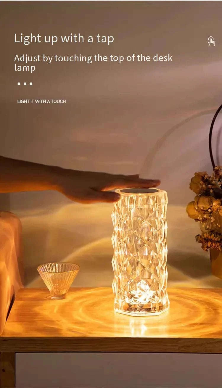 Crystal Diamond Table Lamp Rechargeable Acrylic Ambiance Light-Large-3 colors