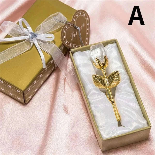 Crystal Rose Flower Figurine Gift Decoration-F