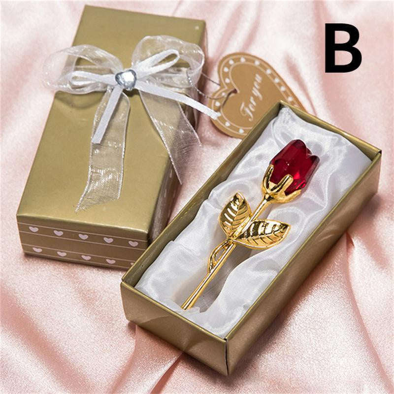 Crystal Rose Flower Figurine Gift Decoration-F