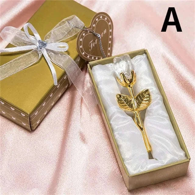 Crystal Rose Flower Figurine Gift Decoration-F