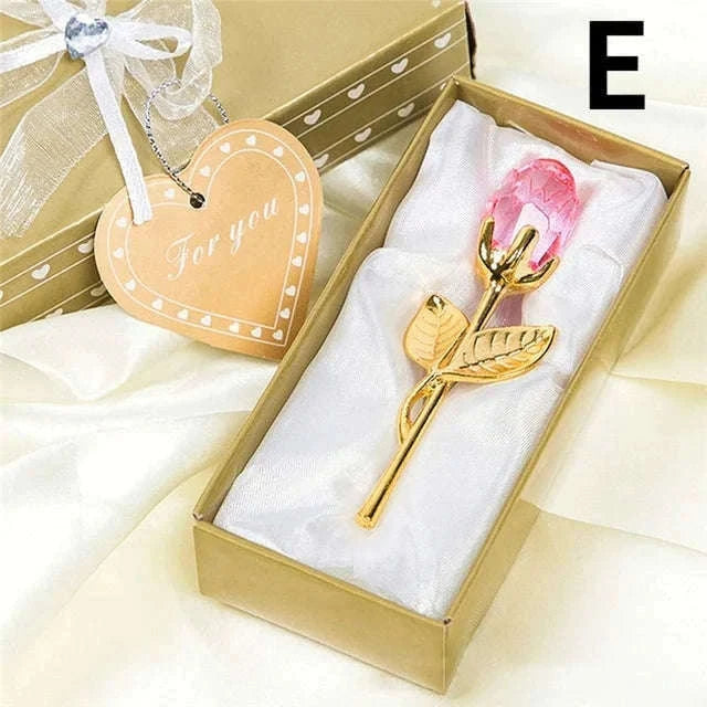 Crystal Rose Flower Figurine Gift Decoration-F