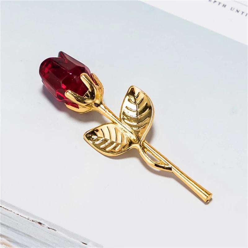 Crystal Rose Flower Figurine Gift Decoration-F