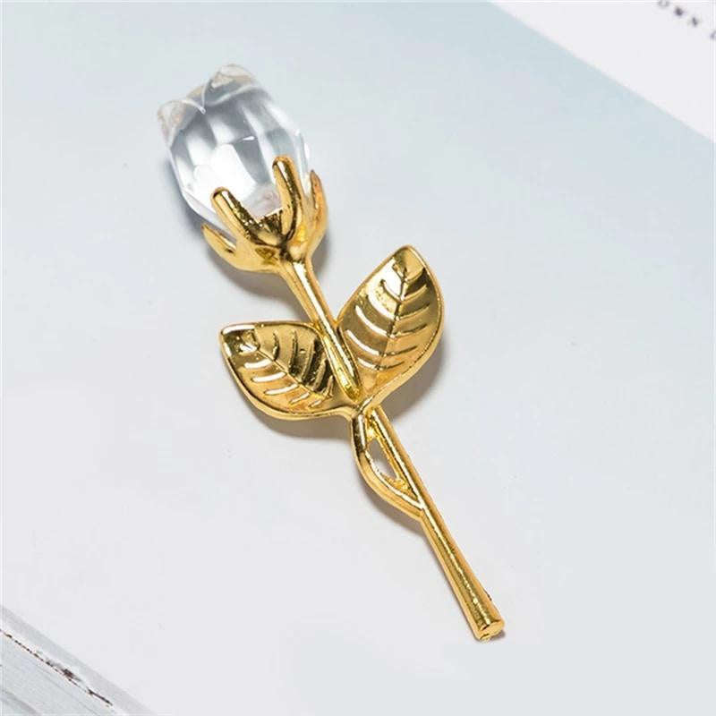 Crystal Rose Flower Figurine Gift Decoration-F