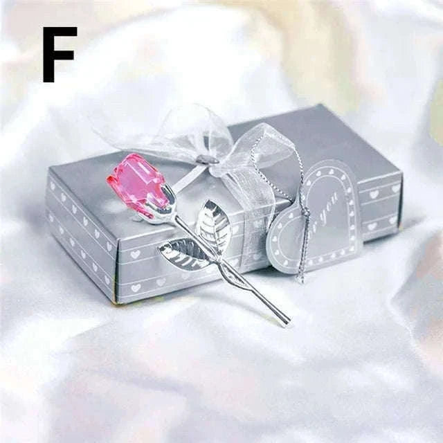 Crystal Rose Flower Figurine Gift Decoration-F