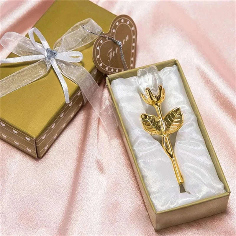 Crystal Rose Flower Figurine Gift Decoration-F