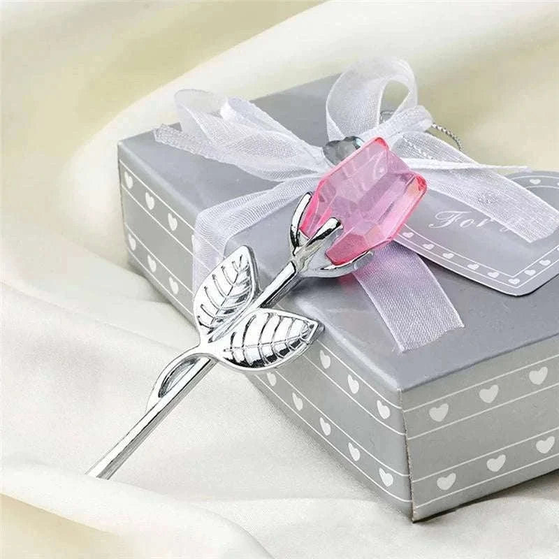 Crystal Rose Flower Figurine Gift Decoration-F