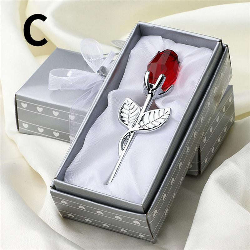 Crystal Rose Flower Figurine Gift Decoration-F