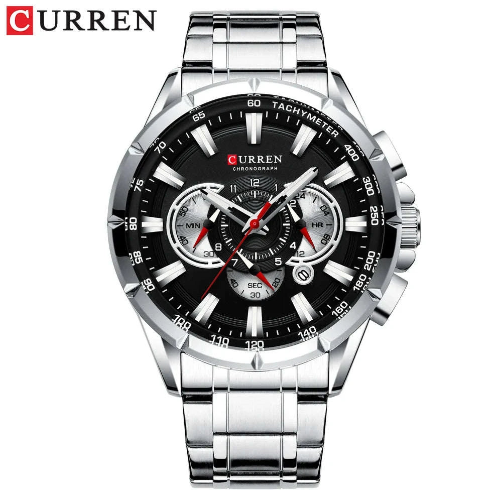 CURREN Men's Chronograph Sport Watch-silver blue box