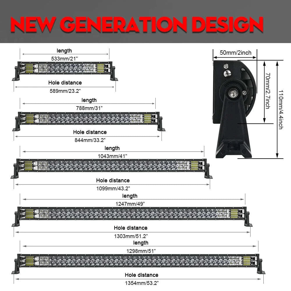 Curved Dual Row LED Light Bar Combo 420W-1020W 12V-24V-42Straight with Wire / france