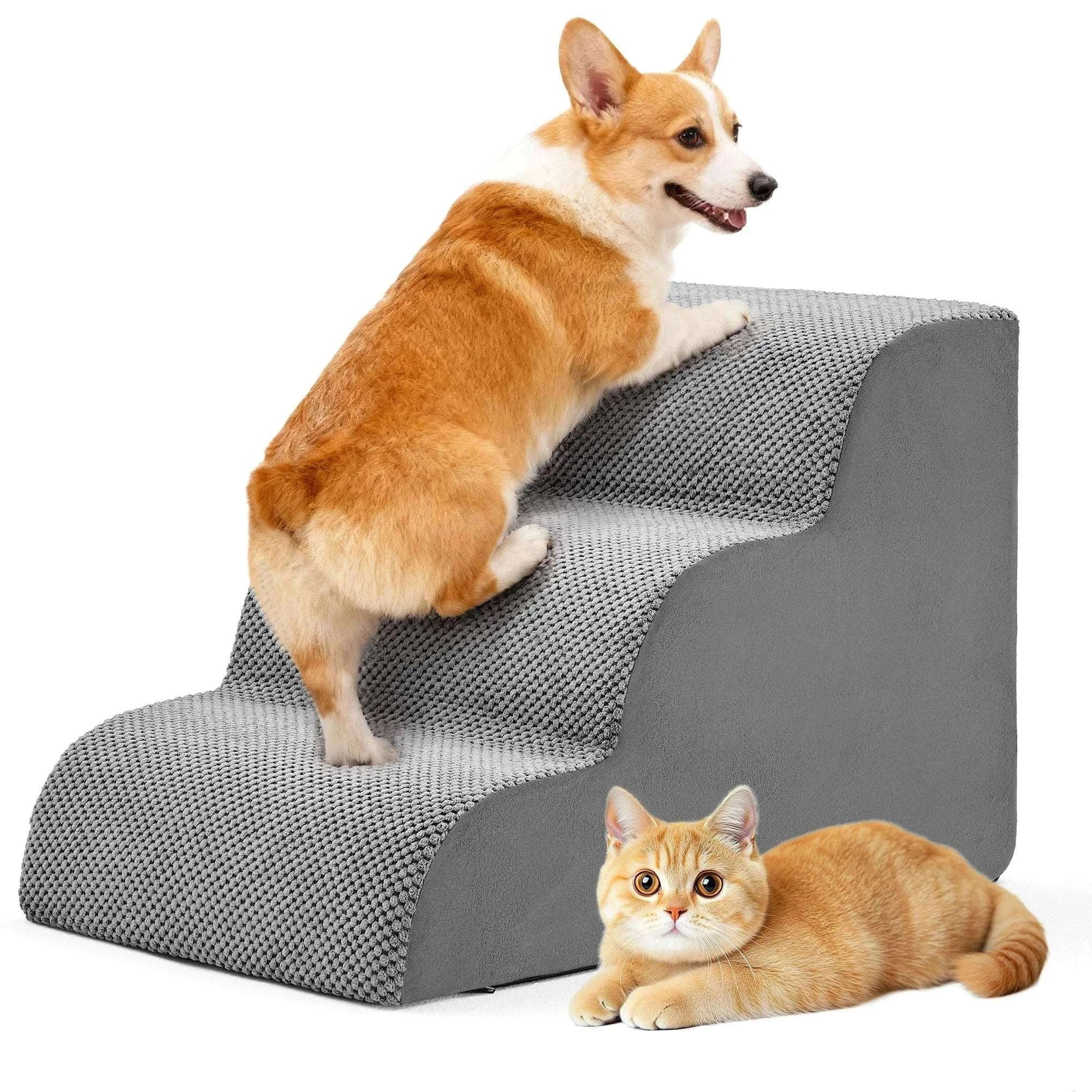 Curved Foam Dog Stairs Ramp Non-Slip Steps for Small Pets-5 Layers / United States