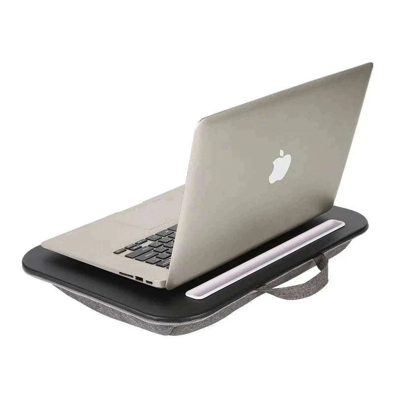 Cushioned Laptop Lap Desk with Wood Surface & Built-In Mouse Pad-LV-32 grey