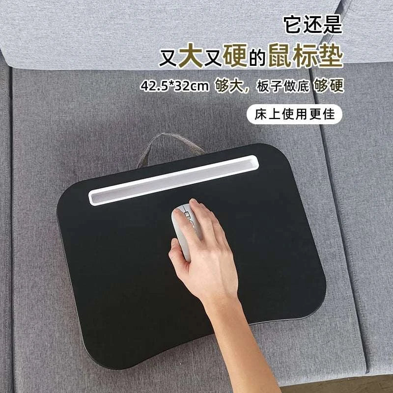 Cushioned Laptop Lap Desk with Wood Surface & Built-In Mouse Pad-LV-32 grey