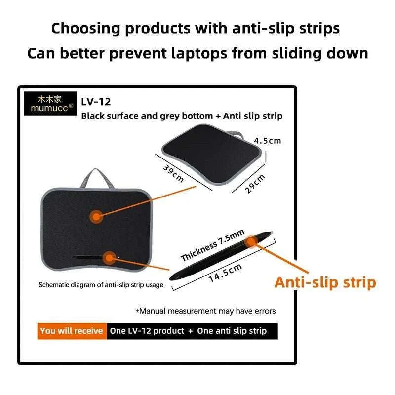 Cushioned Laptop Lap Desk with Wood Surface & Built-In Mouse Pad-LV-32 grey