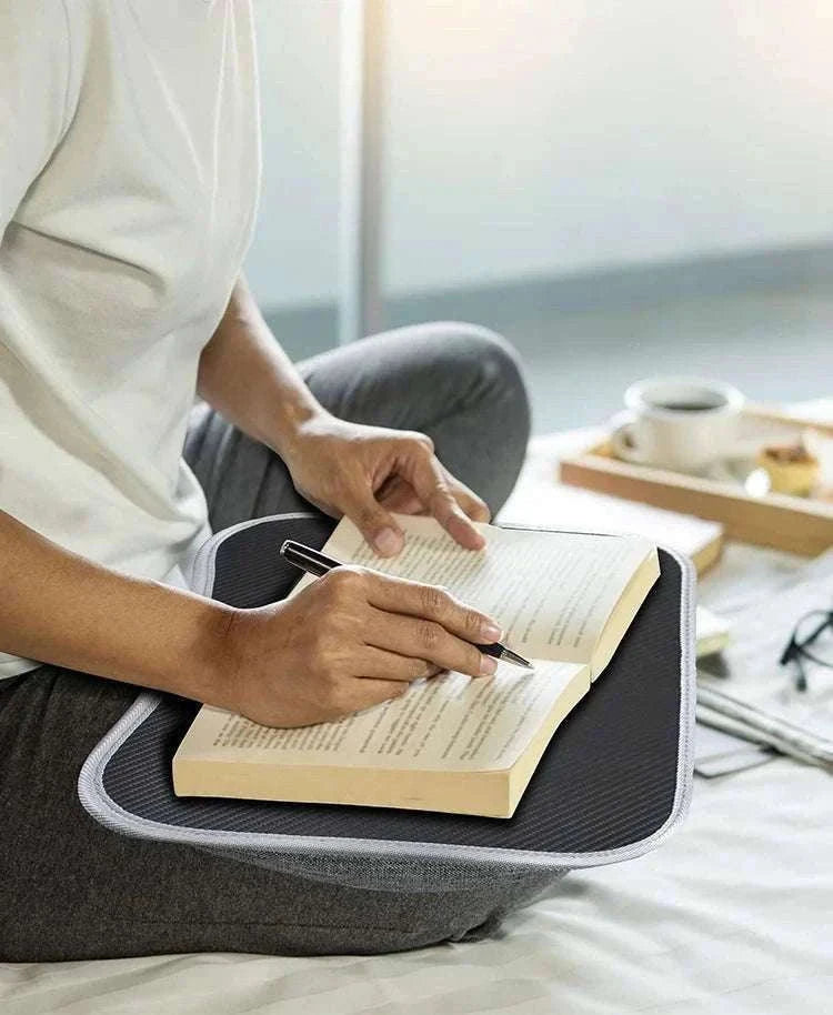 Cushioned Laptop Lap Desk with Wood Surface & Built-In Mouse Pad-LV-32 grey