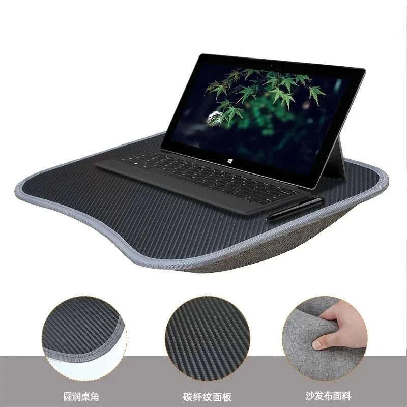 Cushioned Laptop Lap Desk with Wood Surface & Built-In Mouse Pad-LV-32 grey