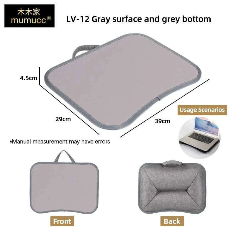 Cushioned Laptop Lap Desk with Wood Surface & Built-In Mouse Pad-LV-32 grey