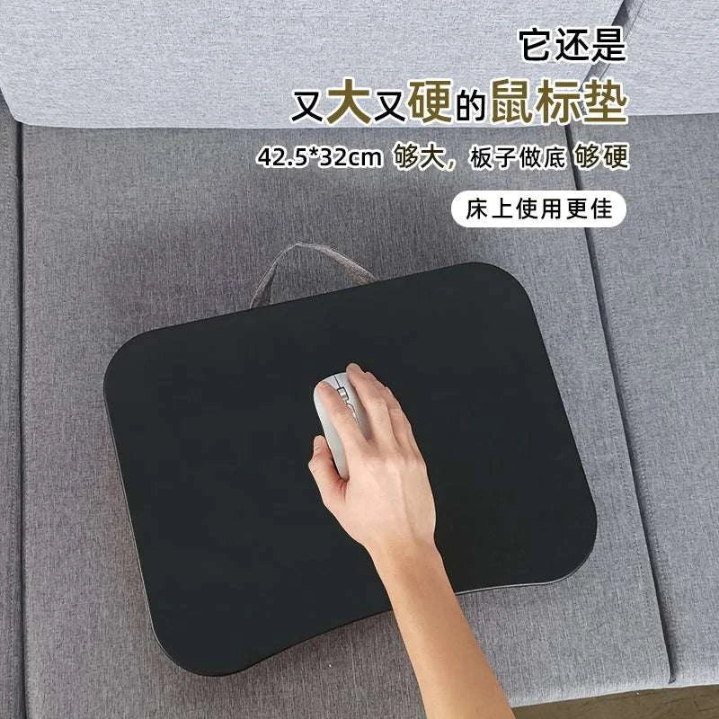 Cushioned Laptop Lap Desk with Wood Surface & Built-In Mouse Pad-LV-32 grey
