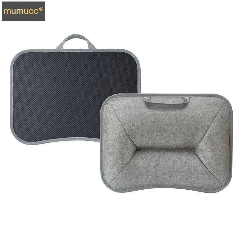 Cushioned Laptop Lap Desk with Wood Surface & Built-In Mouse Pad-LV-32 grey