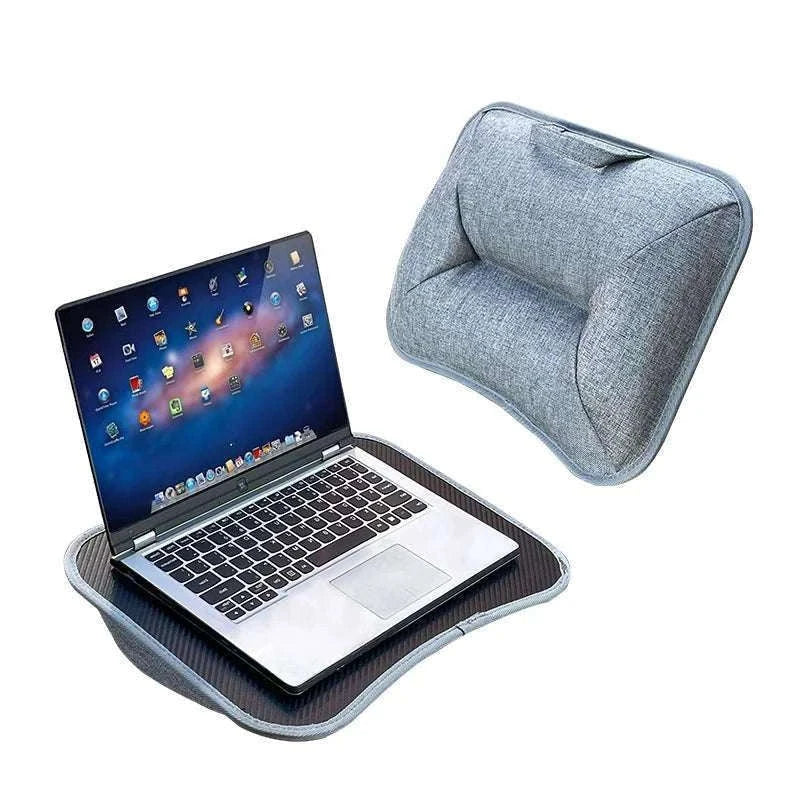 Cushioned Laptop Lap Desk with Wood Surface & Built-In Mouse Pad-LV-32 grey