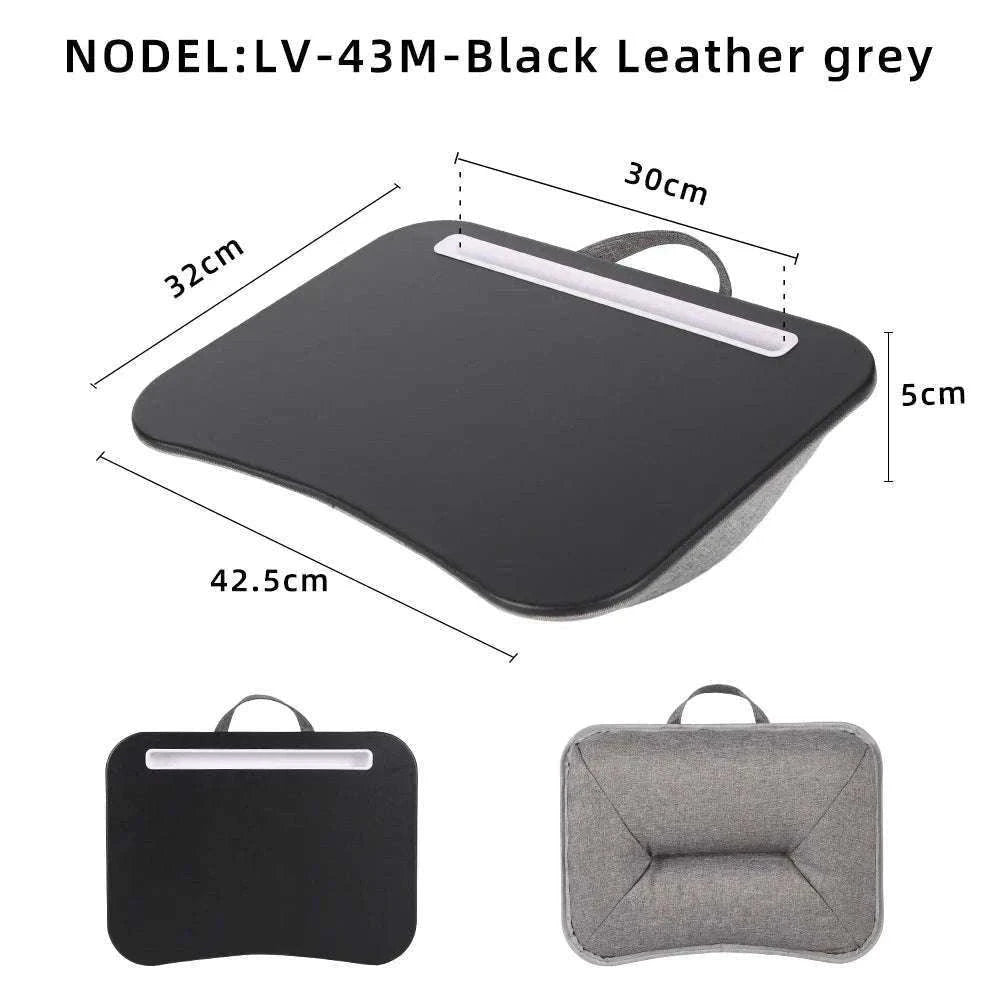Cushioned Laptop Lap Desk with Wood Surface & Built-In Mouse Pad-LV-32 grey